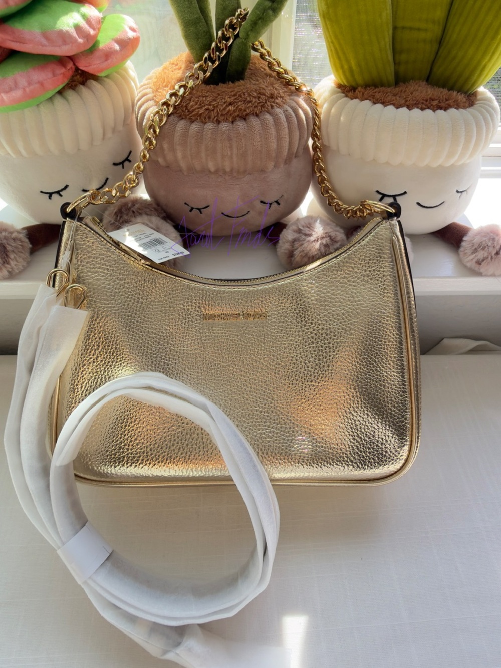 NWT 💛 MICHAEL KORS Jet Set Travel Large Metallic Convertible Crossbody Bag